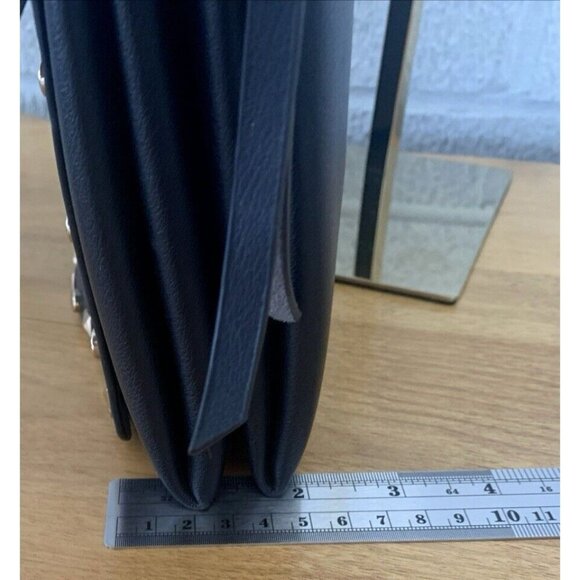 Mark & Hall Fold Over Black Faux Leather Crossbody Flap Bag Gold Rock Stud EUC - Picture 13 of 15